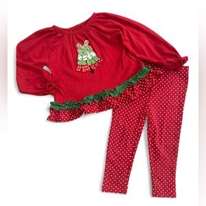 Baby Essentials Festive Red Christmas Legging Set Size 18 Months NWT
